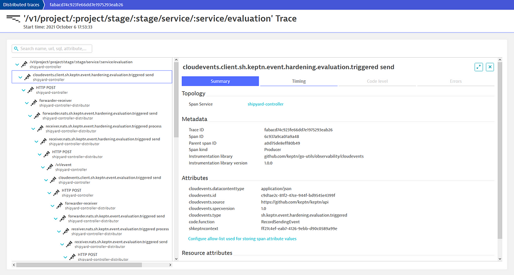 Summary and span attributes in Dynatrace